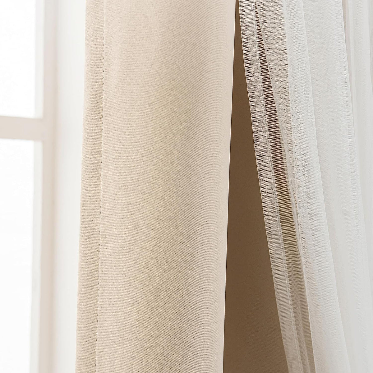inlinas blackout curtains with sheer overlay, beige, 52x84, package contents