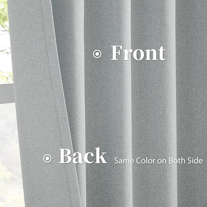 100% Blackout Linen Curtains, Full Shade Complete Light Blocking Drapes 108 - Image 4