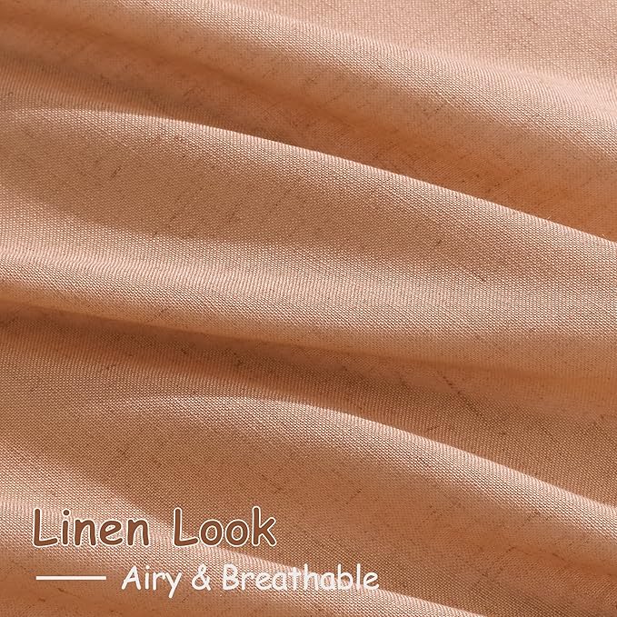 Nanspring Peach Quartz Boho Style Linen Blend Drapes 84 Inch Long 2 Panels Set - Image 4