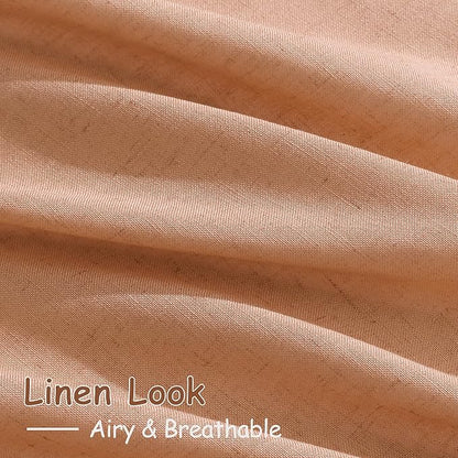 Nanspring Peach Quartz Boho Style Linen Blend Drapes 84 Inch Long 2 Panels Set - Image 4
