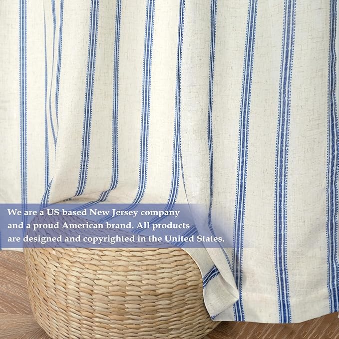 DriftAway Farmhouse Vertical Striped Linen Blend Textured Light Filtering Semi - Image 7