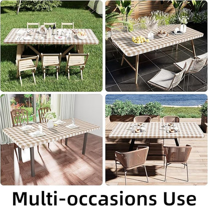 Smiry Rectangle Picnic Table Cloth, Elastic Waterproof Fitted Vinyl Tablecloths - Image 6
