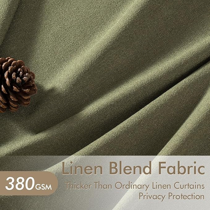 MIULEE Pinch Pleated Thick Linen Curtains 84 Inch 4 Panels Set Back Tab Memory - Image 3
