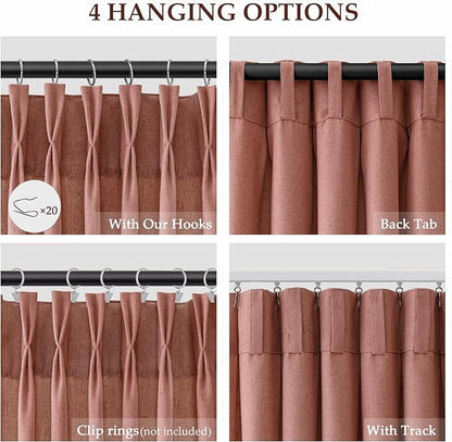 Canyon Rose Pinch Pleated Linen Curtains 96 Inch Length 2 Panels - Image 5