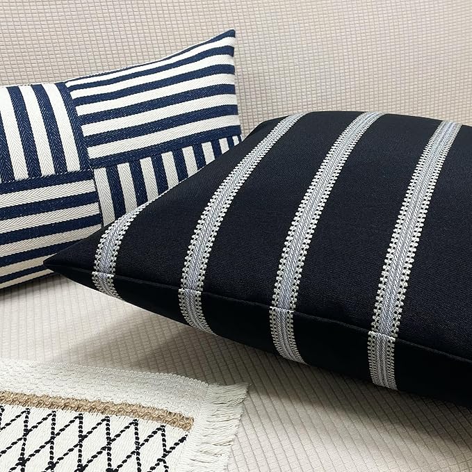 Slow Cow Decorative Stripe Throw Pillow Cover Modern Country Design Cushion - Image 3