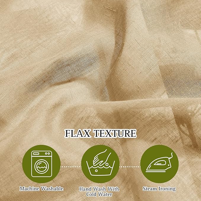 NICETOWN Sheer Linen Curtains Flax Texture 90 inch Long, Grommet Semi Sheer - Image 4
