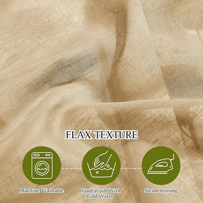 NICETOWN Sheer Linen Curtains Flax Texture 90 inch Long, Grommet Semi Sheer - Image 4