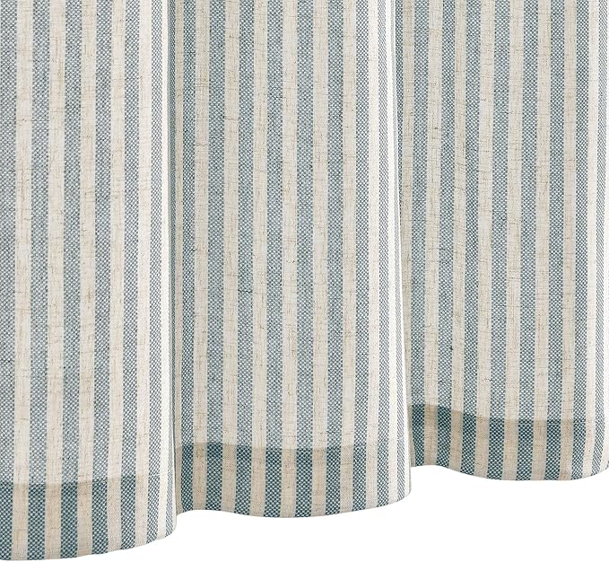 jinchan Tie Up Linen Textured Striped Bow Tie Curtain - Image 7
