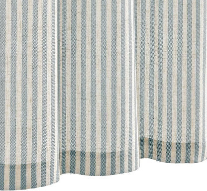 jinchan Tie Up Linen Textured Striped Bow Tie Curtain - Image 7