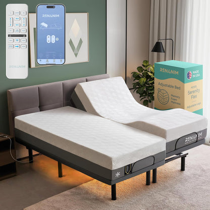 sf split king adjustable bed frame with mattress, main product view