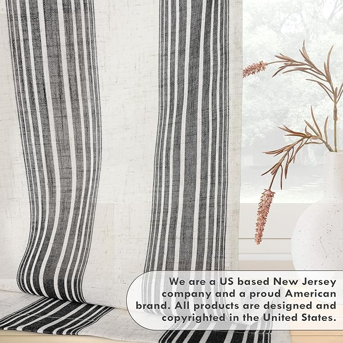 DriftAway Farmhouse Vertical Striped Linen Blend Textured Light Filtering Semi - Image 6