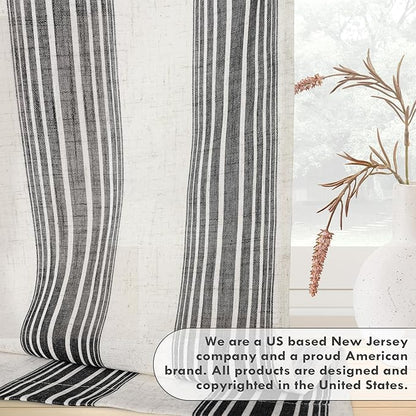 DriftAway Farmhouse Vertical Striped Linen Blend Textured Light Filtering Semi - Image 6