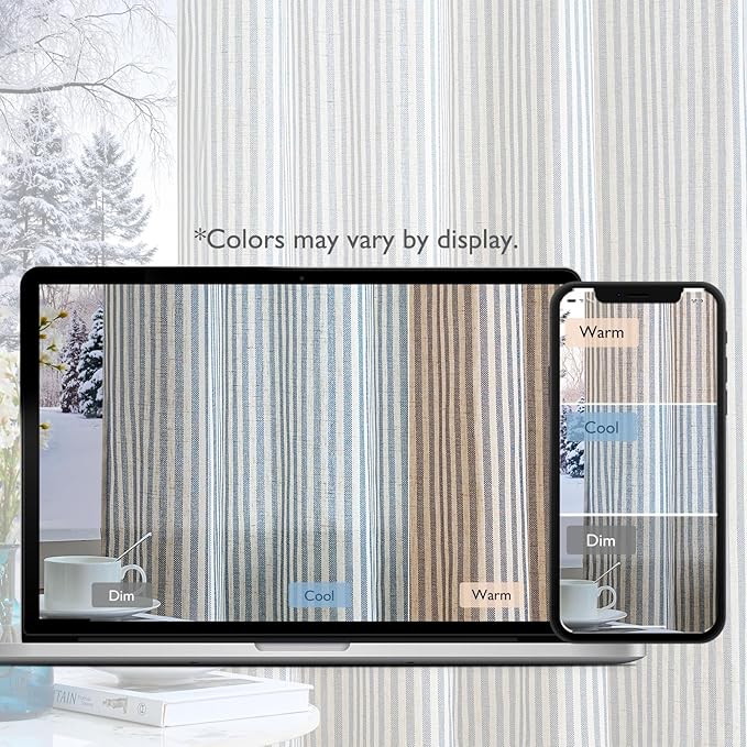 Vangao Linen Striped Curtains Boho Tickingstripe Light Filtering Window - Image 8