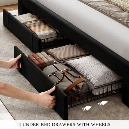 yitahome king size bed frame with adjustable headboard on a desk or shelf