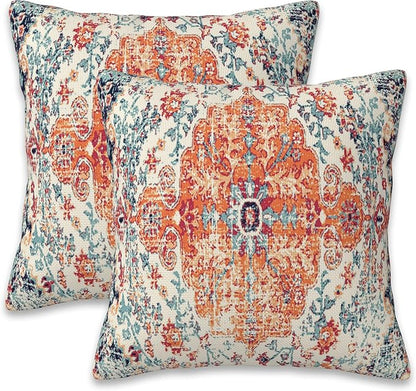 Throw Pillow Covers Boho Orange Pillow Covers 18x18 Inch Set of 2 Rug Boho by Naqiuli