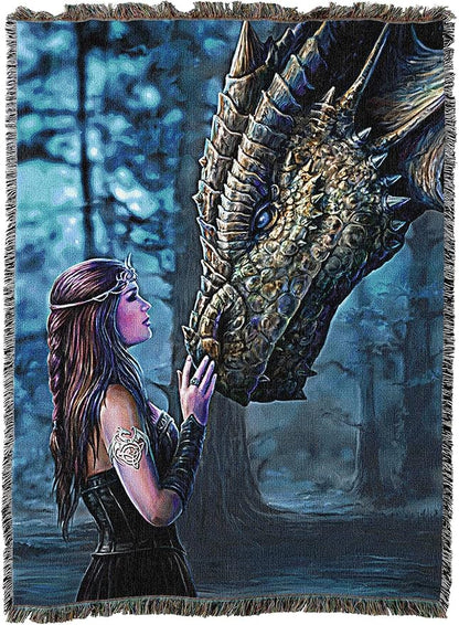 Pure Country Weavers Once Upon a Time Dragon Woven Blanket by Anne Stokes - Image 2
