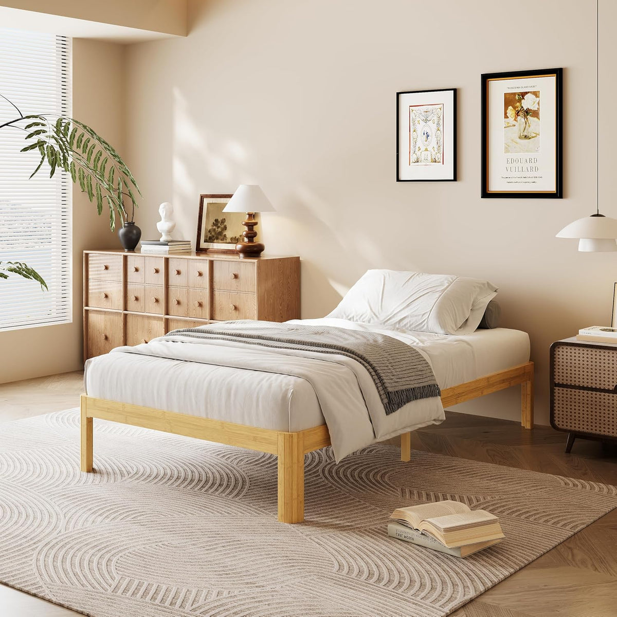 12 inch twin xl size wood bed frame, main product view