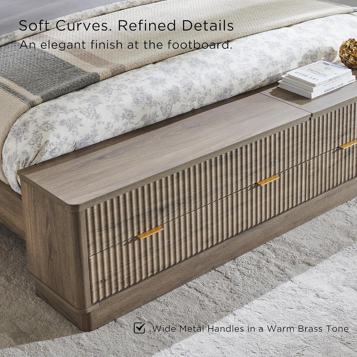 t4tream fluted king bed with headboard and storage, package contents