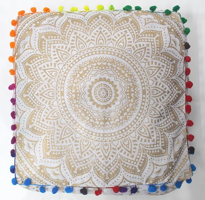 CRAFT KALA 24" Square Large Hippie Mandala Meditation Floor Ottoman Pillow - Image 6