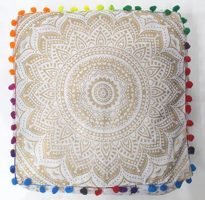 CRAFT KALA 24" Square Large Hippie Mandala Meditation Floor Ottoman Pillow - Image 6