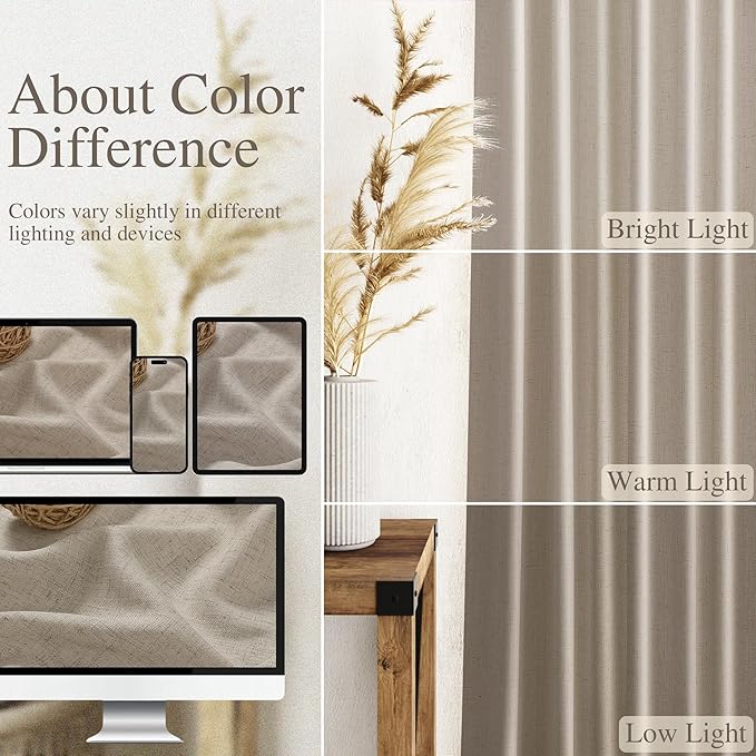 Nanspring Modern Farmhouse Linen Curtains 96 Inches Long - Image 3