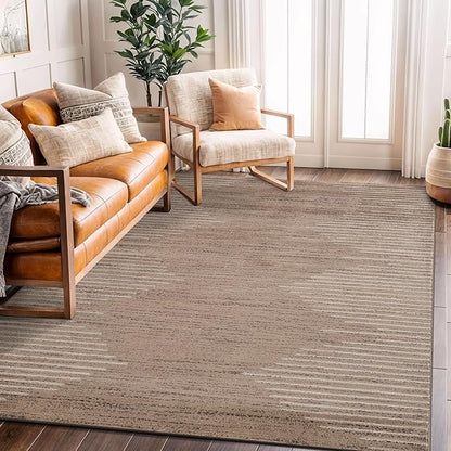 Rugshop Bohemian Stripe Stain Resistant High Traffic Living Room Kitchen by Rugshop