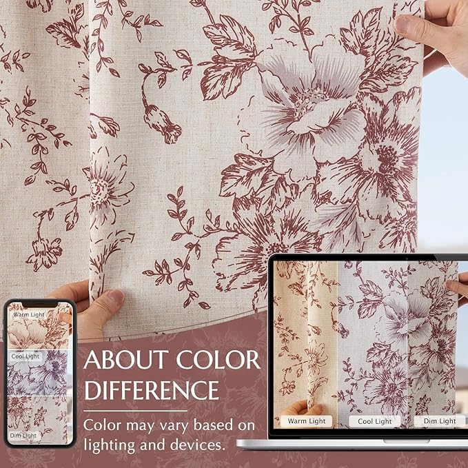 jinchan Linen Floral Tier Curtains 45 Inch Christmas Decorations Farmhouse - Image 9