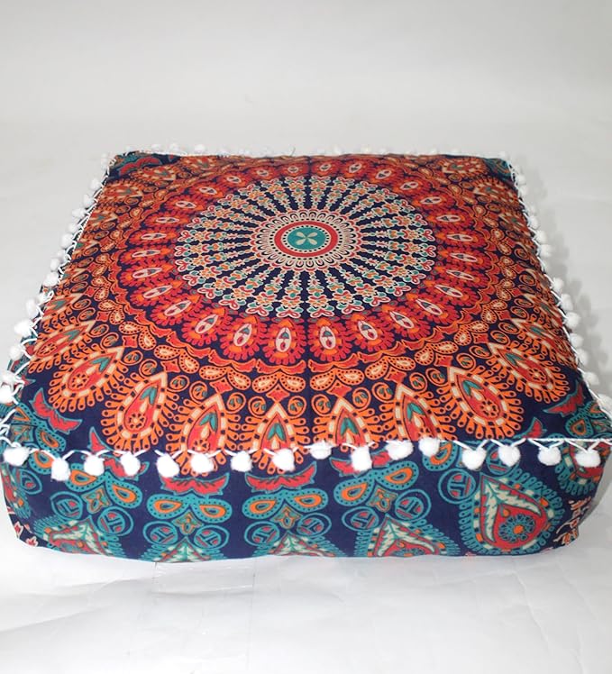 CRAFT KALA Large Hippie Mandala Meditation Floor Ottoman Pillow Cushion Pouf - Image 6