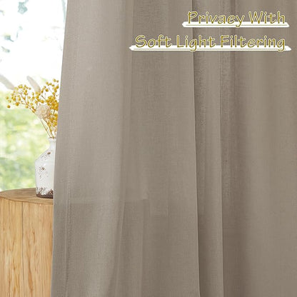 NICETOWN Thick Flax Linen Living Room Curtains 108 inches Long, Pinch Pleated - Image 6