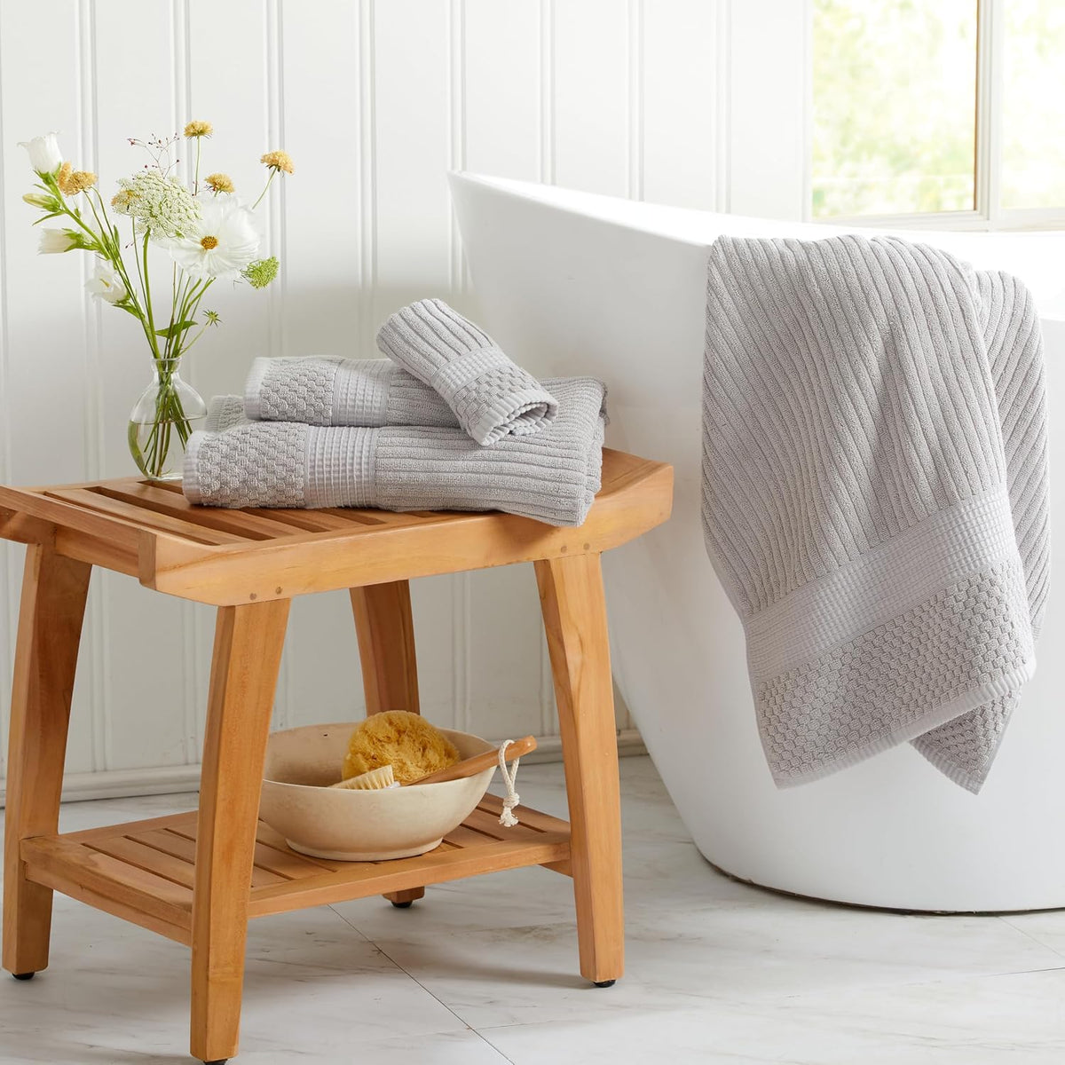springtree home 100% cotton bath towel set | showing dimensions