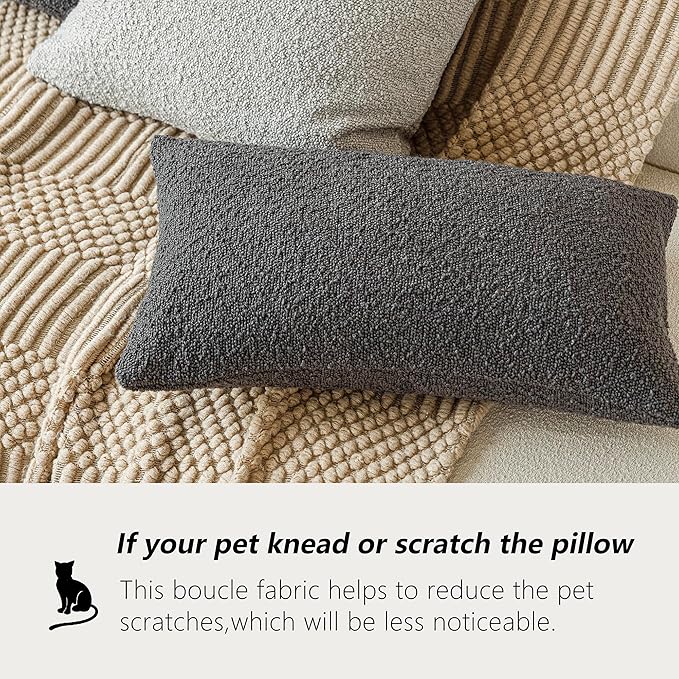 Foindtower Textured Boucle Throw Pillow Covers Accent Solid Lumbar Pillow Cases - Image 4