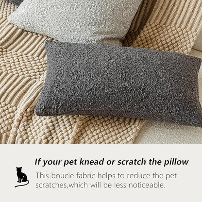Foindtower Textured Boucle Throw Pillow Covers Accent Solid Lumbar Pillow Cases - Image 4