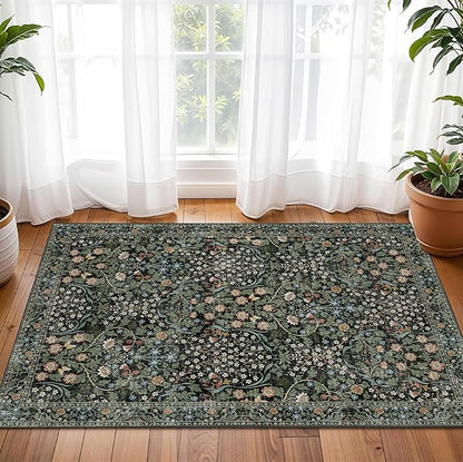 MUJOO 2x3 Washable Rug, Floral Small Area Rugs - Image 3