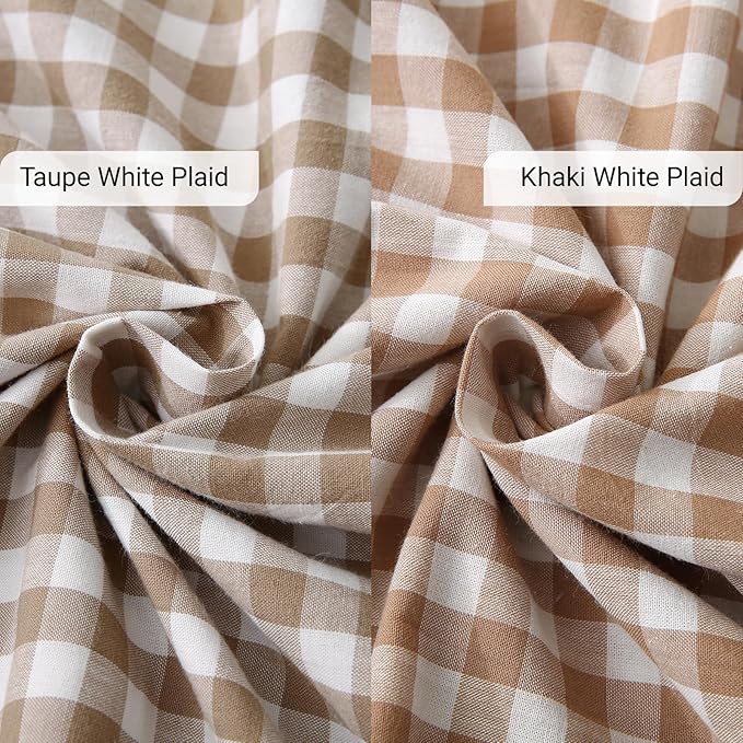 Aryeleay 2 Pack Khaki White Plaid Gingham Ruffle Pillow Shams, 100% Washed - Image 6
