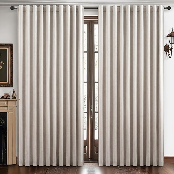 Curtains 100 Inch Length Wide Pleated Blackout Curtain by QJMYDECO