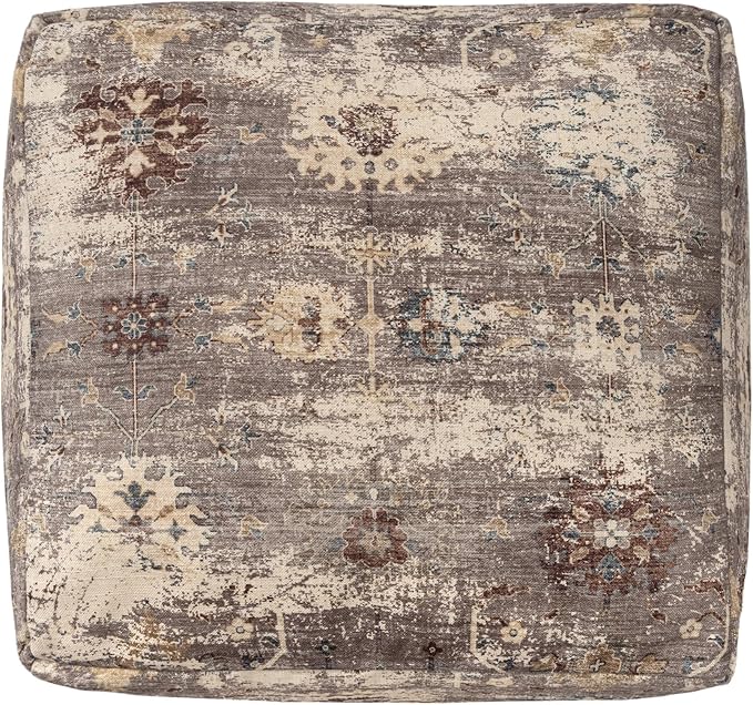 L. R. Resources, Inc. LR Home Vintage Floral Square Indoor Medium Pouf Ottoman - Image 4