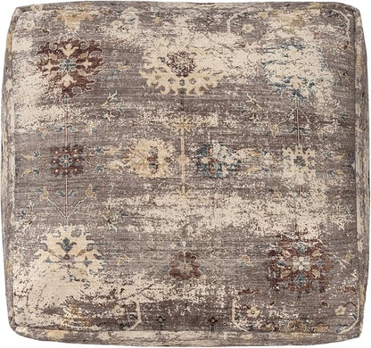 L. R. Resources, Inc. LR Home Vintage Floral Square Indoor Medium Pouf Ottoman - Image 4