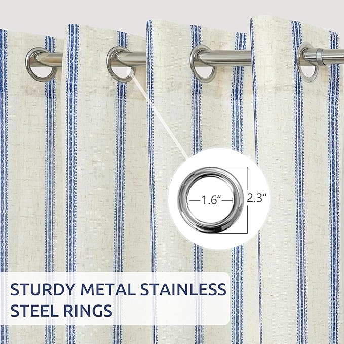 DriftAway Farmhouse Vertical Striped Linen Blend Textured Light Filtering Semi - Image 3
