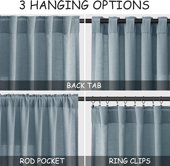 Nanspring Light Blue Linen Curtains - Image 2
