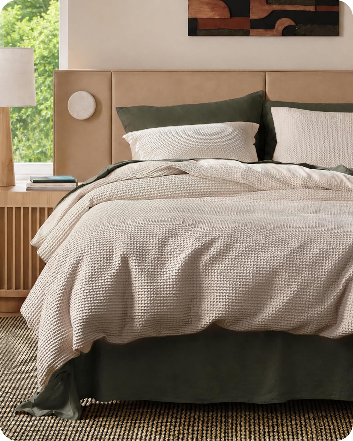 bedsure purewoven 3 pieces 100% cotton waffle duvet, main product view