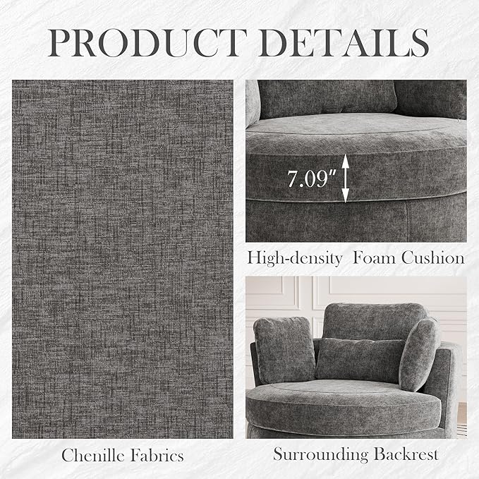 Aoiy & Wifon 50.2'' W Oversized Swivel Barrel Chair, Round Oversized Arm Chair - Image 4