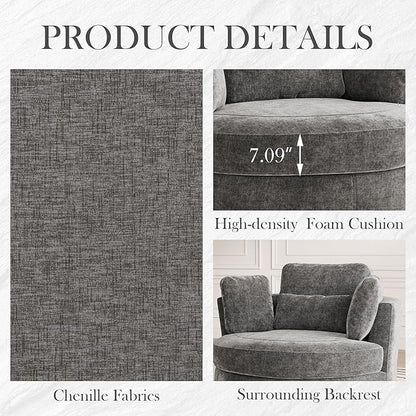 Aoiy & Wifon 50.2'' W Oversized Swivel Barrel Chair, Round Oversized Arm Chair - Image 4