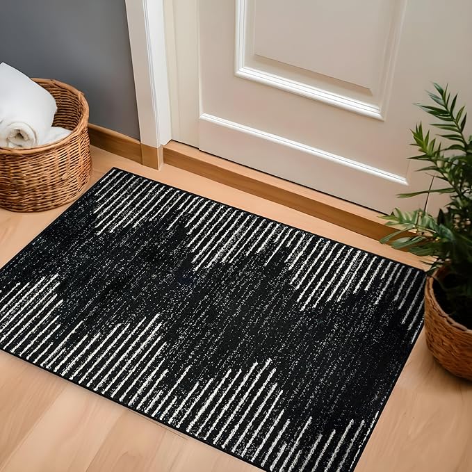 Rugshop Bohemian Stripe Stain Resistant High Traffic Living Room Kitchen by Rugshop