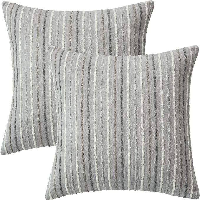 Set of 2 Striped Boho Multicolor Candlewick Throw Pillow Covers by Rythome