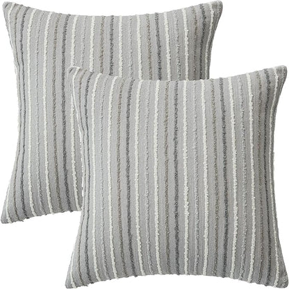 Set of 2 Striped Boho Multicolor Candlewick Throw Pillow Covers by Rythome