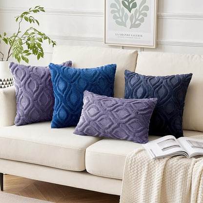 MIULEE Dark Blue Throw Pillow Covers 16x16 Inch, Soft Winter Plush Faux Wool - Image 5