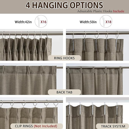 Custom Length Curtains 92 Inches Long, Pinch Pleated Linen Blend Back Tab - Image 2