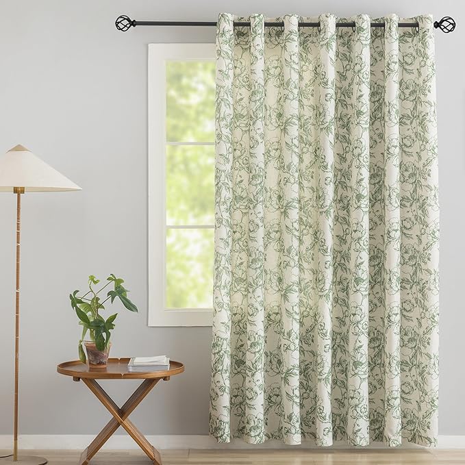 Floral Linen Curtains 100 Inch Extra Wide by Conkov