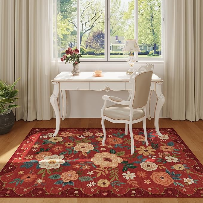 DUKINO 3x5 Area Rug, Floral Rugs - Image 8