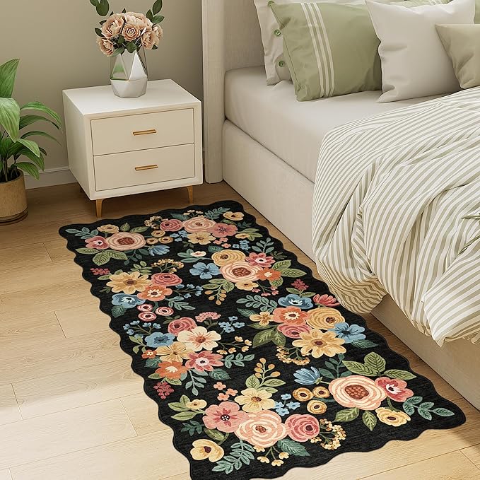 DUKINO 2x4 Washable Runner Rugs, Non Slip Floral Print Entryway Rug - Image 4